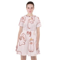 Pig Cartoon Background Pattern Sailor Dress by Sudhe