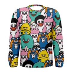 Illustration Animals Cartoon Background Pattern Men s Long Sleeve Tee by Sudhe