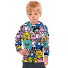 Illustration Animals Cartoon Background Pattern Kids  Hooded Pullover by Sudhe