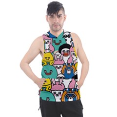 Illustration Animals Cartoon Background Pattern Men s Sleeveless Hoodie by Sudhe