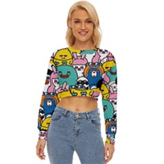 Illustration Animals Cartoon Background Pattern Lightweight Long Sleeve Sweatshirt by Sudhe