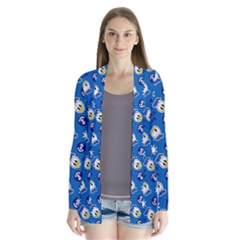 Illustration Duck Cartoon Background Drape Collar Cardigan by Sudhe