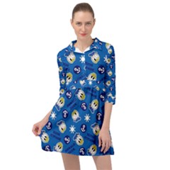 Illustration Duck Cartoon Background Mini Skater Shirt Dress by Sudhe