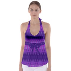 Illustration Purple Abstract Wallpaper Pattern Abstract Babydoll Tankini Top by Sudhe