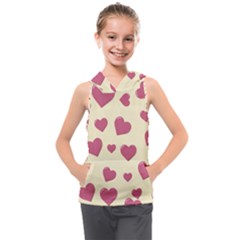 Valentine Flat Love Hearts Design Romantic Kids  Sleeveless Hoodie by Amaryn4rt