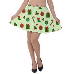 Illustration Festive Background Holiday Background Velvet Skater Skirt by Amaryn4rt