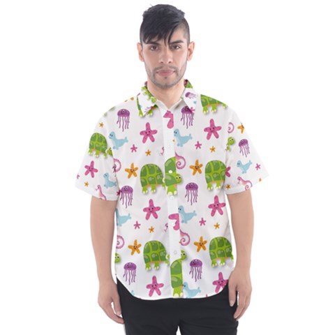 Turtles Animals Sea Life Men s Short Sleeve Shirt by Amaryn4rt