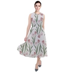 Illustration Flower Floral Design Pattern Round Neck Boho Dress by Amaryn4rt