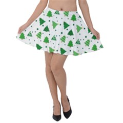 Christmas Trees Pattern Design Pattern Velvet Skater Skirt by Amaryn4rt