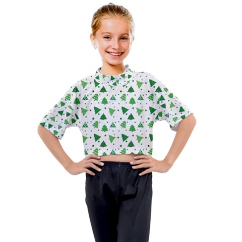 Christmas Trees Pattern Design Pattern Kids Mock Neck Tee by Amaryn4rt