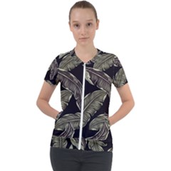 Jungle Sheets Tropical Pattern Short Sleeve Zip Up Jacket by Amaryn4rt