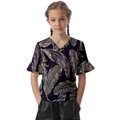 Jungle Sheets Tropical Pattern Kids  V-neck Horn Sleeve Blouse by Amaryn4rt