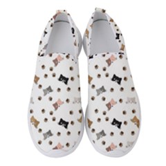 Illustration Cartoon Cat Paw Background Pattern Cute Women s Slip On Sneakers by Amaryn4rt