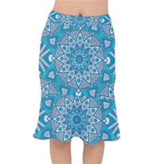 Mandala Blue Short Mermaid Skirt by zappwaits