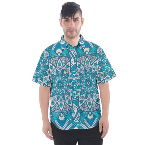 Mandala Blue Men s Short Sleeve Shirt by zappwaits