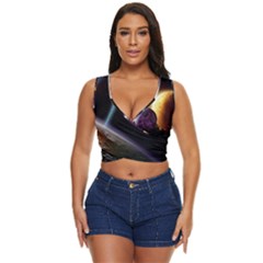 Planets In Space Women s Sleeveless Wrap Top by Sapixe