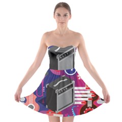 Music Abstract Background Energy Strapless Bra Top Dress by danenraven