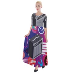 Music Abstract Background Energy Half Sleeves Maxi Dress by danenraven