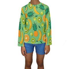 Fruit Tropical Pattern Design Art Kids  Long Sleeve Swimwear by danenraven