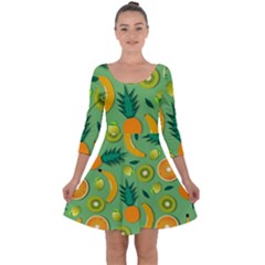 Fruit Tropical Pattern Design Art Quarter Sleeve Skater Dress by danenraven