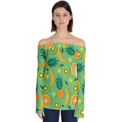 Fruit Tropical Pattern Design Art Off Shoulder Long Sleeve Top by danenraven