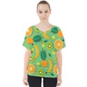 Fruit Tropical Pattern Design Art V-Neck Dolman Drape Top View1