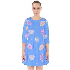 Illustration Seashell Clam Pattern Art Design Smock Dress by danenraven