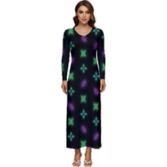 Pattern Background Bright Pattern Long Sleeve Velour Longline Maxi Dress by danenraven