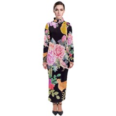 Illustration Bird Flower Floral Background Turtleneck Maxi Dress by danenraven