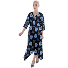 Illustration Pattern Design Home Quarter Sleeve Wrap Front Maxi Dress by danenraven