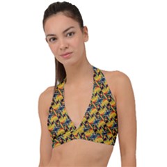 Illustration Geometric Pattern Colorful Pattern Halter Plunge Bikini Top by danenraven