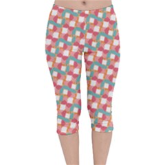 Patchwork Pastel Pattern Art Velvet Capri Leggings  by danenraven