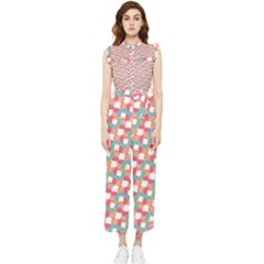 Patchwork Pastel Pattern Art Women s Frill Top Chiffon Jumpsuit by danenraven