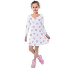 Small Cute Hearts Kids  Long Sleeve Velvet Dress by ConteMonfrey