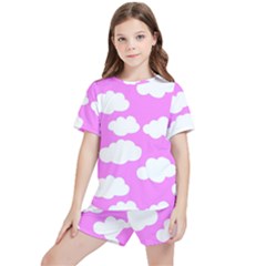 Purple Clouds  Kids  Tee And Sports Shorts Set by ConteMonfrey