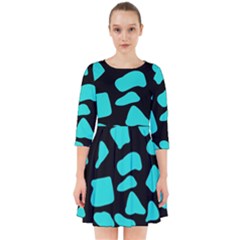 Neon Cow Dots Blue Turquoise And Black Smock Dress by ConteMonfrey