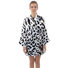 Leopard Print Black And White Long Sleeve Satin Kimono by ConteMonfrey