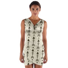 Black And Grey Arrows Wrap Front Bodycon Dress by ConteMonfrey