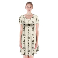 Black And Grey Arrows Short Sleeve V-neck Flare Dress by ConteMonfrey