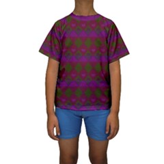 Illustration Argyle Pattern Argyle Background Kids  Short Sleeve Swimwear by danenraven