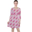 Pink Melon Wayermelon Pattern Food Fruit Melon Quarter Sleeve Ruffle Waist Dress View1