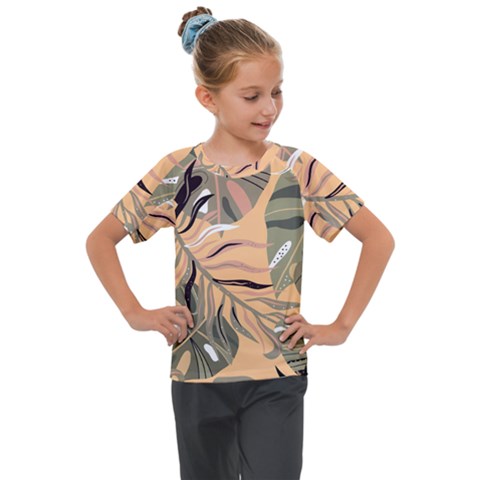 Leaves Monstera Picture Print Pattern Kids  Mesh Piece Tee by Ravend