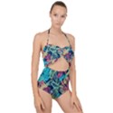 Sheets Tropical Picture Plant Pattern Scallop Top Cut Out Swimsuit View1