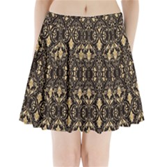 Vintage Batik Art Architecture Pattern Pleated Mini Skirt by Ravend