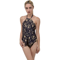 Vintage Batik Art Architecture Pattern Go With The Flow One Piece Swimsuit by Ravend