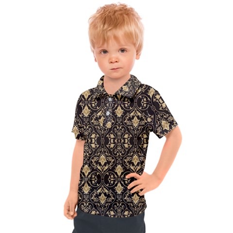 Vintage Batik Art Architecture Pattern Kids  Polo Tee by Ravend