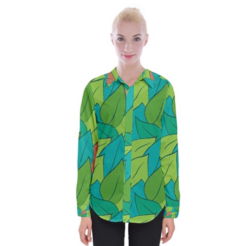 Leaves Pattern Autumn Background Womens Long Sleeve Shirt by Ravend