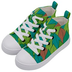 Leaves Pattern Autumn Background Kids  Mid-top Canvas Sneakers by Ravend