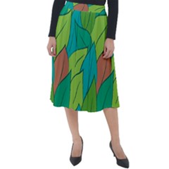 Leaves Pattern Autumn Background Classic Velour Midi Skirt  by Ravend