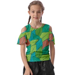 Leaves Pattern Autumn Background Kids  Butterfly Cutout Tee by Ravend